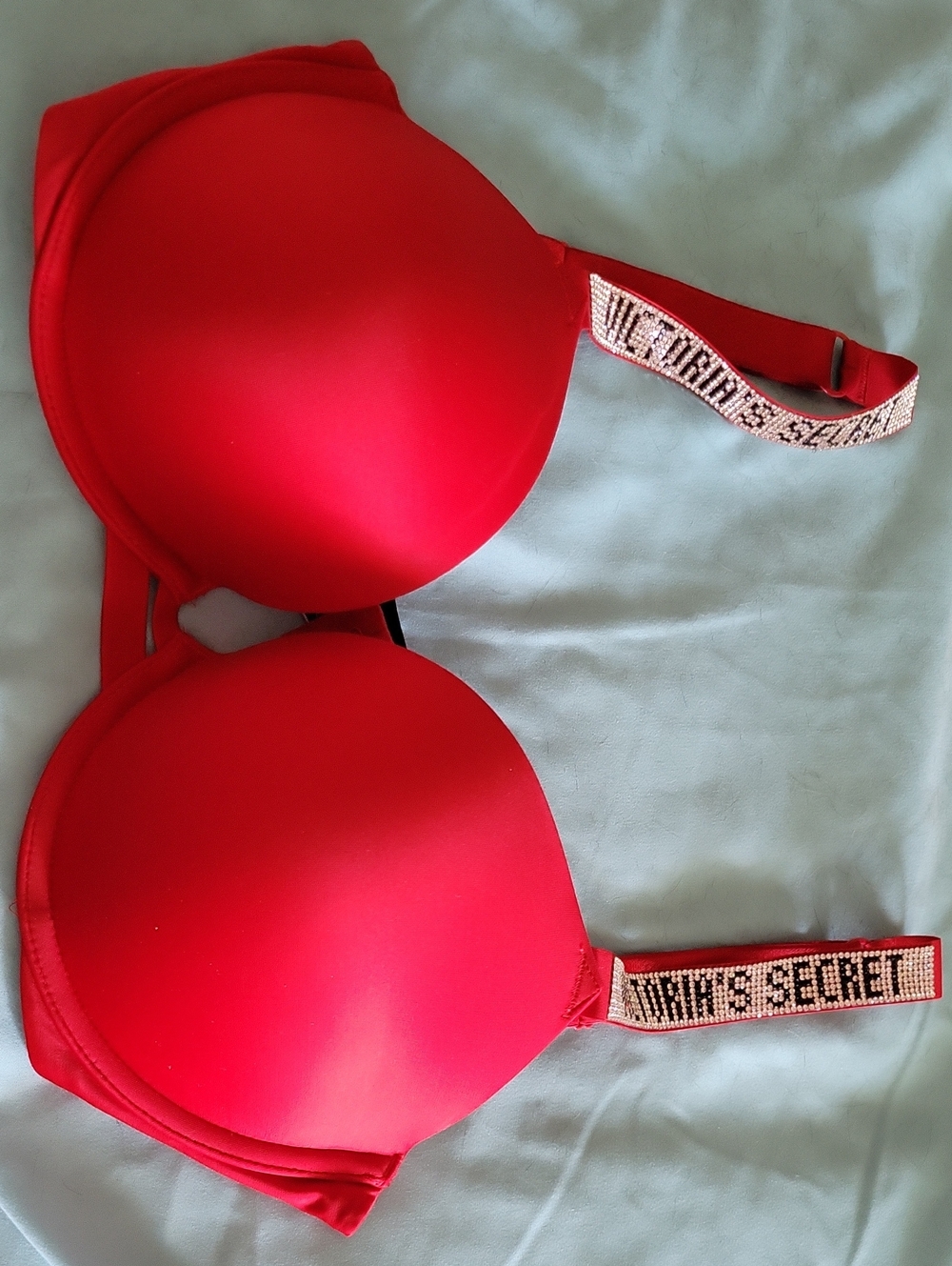 Victoria's Secret Red Padded Bra with Logo-Strap Detail